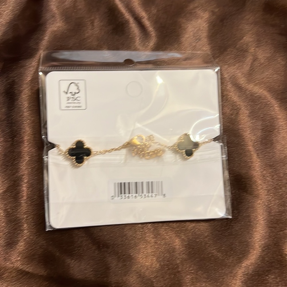Michele Gold and Black Clover Bracelet - Picture 2 of 4